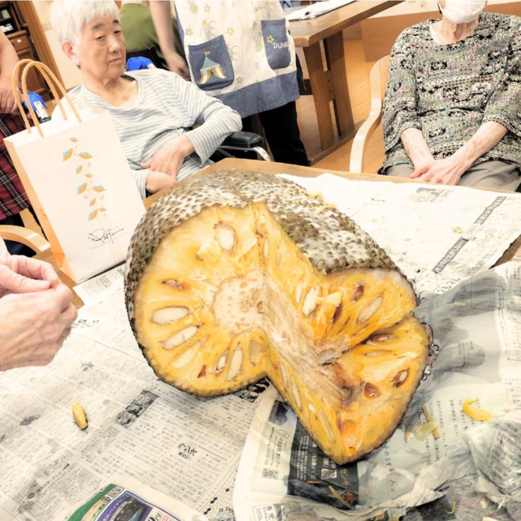 切り分けられ断面が見えるジャックフルーツ